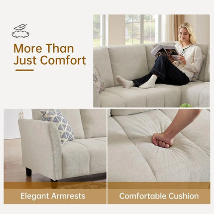 FurnitureZ l  102" Convertible Sectional Sofa Couch for Living Room