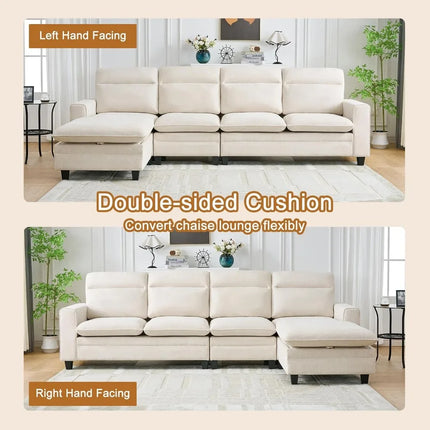 FurnitureZ l  118" Chenille Modern L Shape Sofa for Living Room