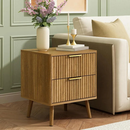 FurnitureZ l  Modern Fluted Nightstand Table for Living Room, Bedroom