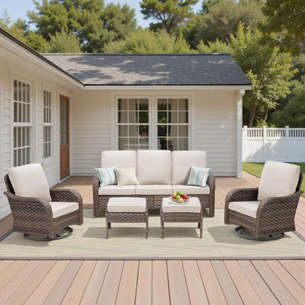 FurnitureZ l  Outdoor Patio Couch Wicker Sofa with Rattan Side Table