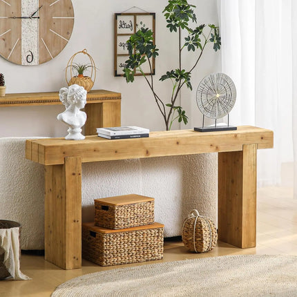 FurnitureZ l  64" Wooden Rectangular Sofa Table Series for Living Room