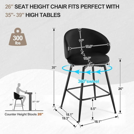 FurnitureZ l  26" Counter Height Swivel Bar Stools Set of 3 for Dining Room