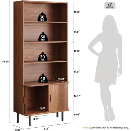 FurnitureZ l  71" Tall Bookshelf for Living Room, Bedroom, Home Office