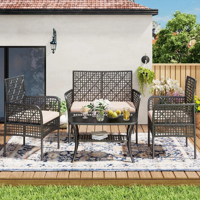 FurnitureZ l  4-Piece Patio Furniture Set for Outdoor