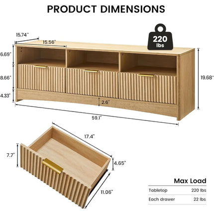 FurnitureZ l  Contemporary Wave-Pattern TV Stand for Living Room, Bedroom