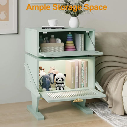 FurnitureZ l  Large Nightstand with LED Lights for Bedroom, Children