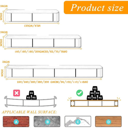 FurnitureZ l  Modern Wall-Mounted TV Stand for Living Room, Bedroom