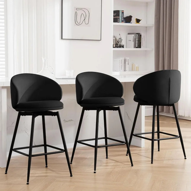 FurnitureZ l  26" Counter Height Swivel Bar Stools Set of 3 for Dining Room