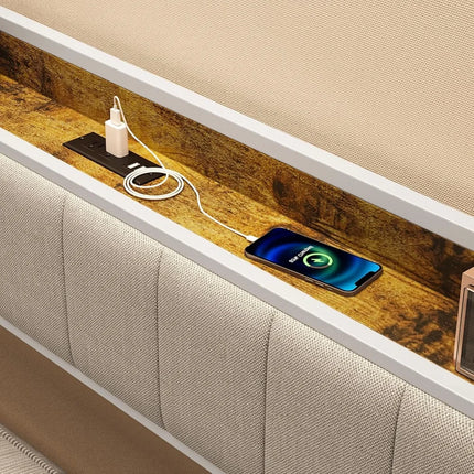 FurnitureZ l  Twin Bed Frame with Upholstered Headboard for Bedroom