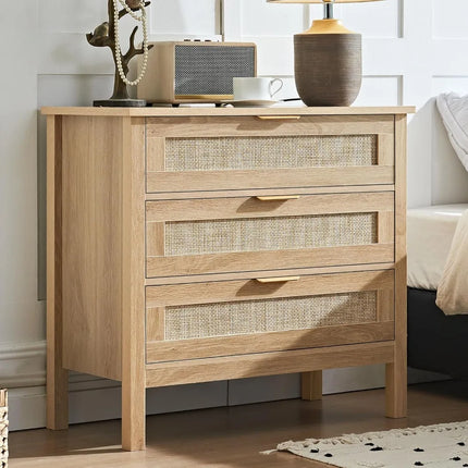 FurnitureZ l  Large Boho Style Rattan Nightstand Table Set for Living Room, Bedroom