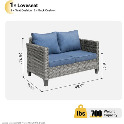 FurnitureZ l  Two-Seater Outdoor Wicker Loveseat with Cushions