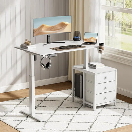 FurnitureZ l  Electric Standing Desk with Drawers for Home Office