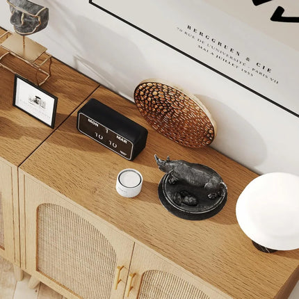 FurnitureZ l  Pair of Rattan Storage Cabinets for Living Room, Dining Room