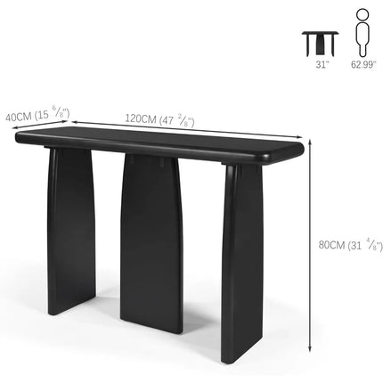 FurnitureZ l  47.24" Black Modern Console Table with 3 Legs for Living Room