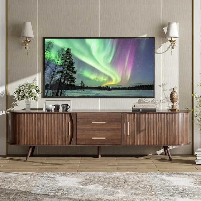 FurnitureZ l  70" Fluted TV Stand for Living Room