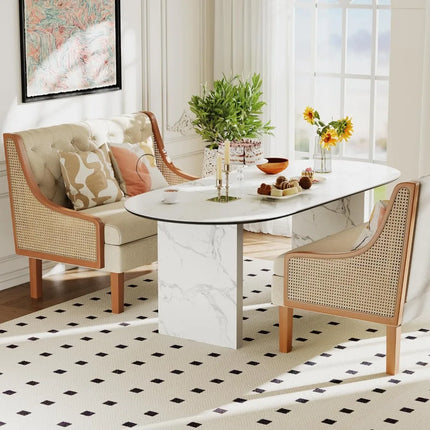 FurnitureZ l  Upholstered Rattan-Armed Modern Sofa Couch for Living Room