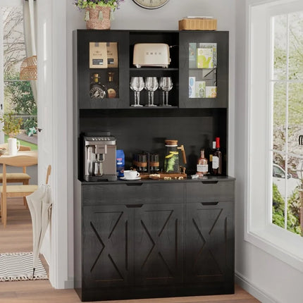 FurnitureZ l  Large Farmhouse-Style Pantry Cabinet for Kitchen, Dining Room