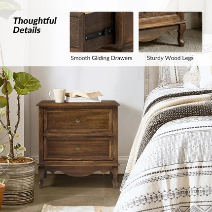FurnitureZ l  Vintage Solid Wood Nightstand Table for Living Room, Bedroom