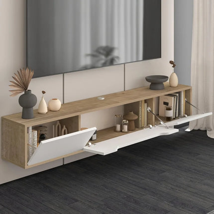 FurnitureZ l  Modern Wall-Mounted Entertainment TV Console for Living Room, Bedroom