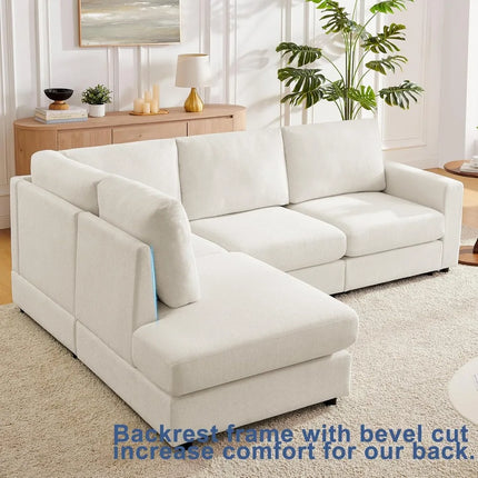 FurnitureZ l  100“ L Shaped Couch with Reversible Chaise Sectional Sofa Corner Couches for Living Room