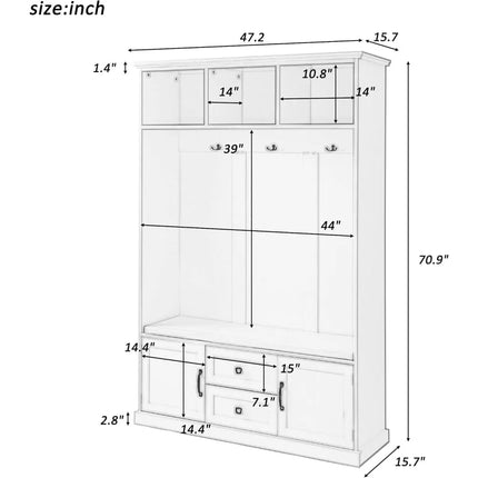 FurnitureZ l  Entryway Hall Tree Storage Cabinet for Entryway