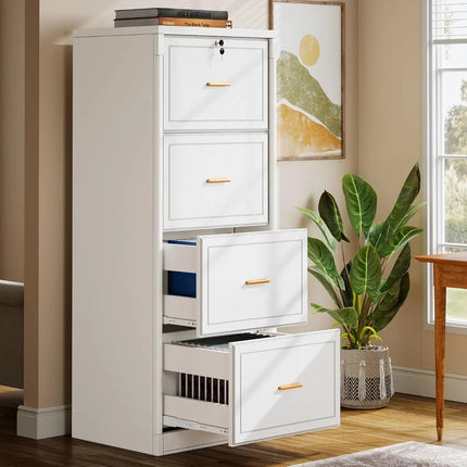 FurnitureZ l  Tribesigns 4 Drawer File Cabinet with Lock and Key for Home Office
