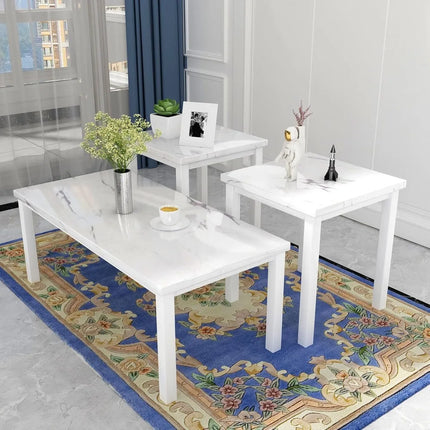 FurnitureZ l  Faux Marble 3-Piece Coffee Table Set with Metal Frame for Living Room