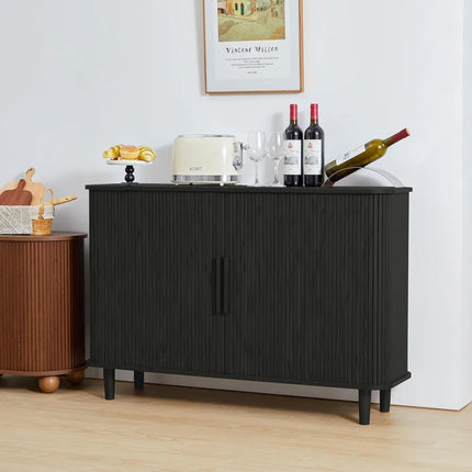 FurnitureZ l  Modern Kitchen Buffet with Fluted Design for Living Room, Dining Room