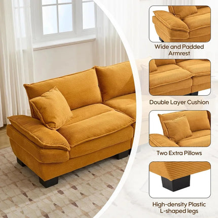 FurnitureZ l  Modern 84" Corduroy Loveseat Sofa for Living Room