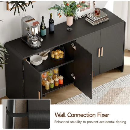 FurnitureZ l  Farmhouse Style Curved Sideboard for Living Room, Dining Room