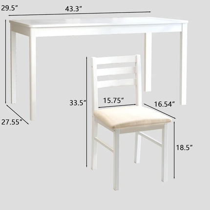 FurnitureZ l  5-Piece Solid Wood Indoor Modern Dining Table Set for 4 for Dining Room