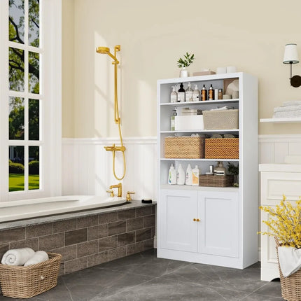 FurnitureZ l  White Metal Tall Pantry Cabinet for Kitchen, Dinng Room