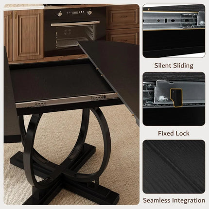 FurnitureZ l 59" Extendable Round Dining Table for Dining Room