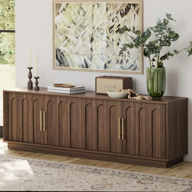 FurnitureZ l  75" Mid Century Modern Arched TV Stand for Living Room, Bedroom