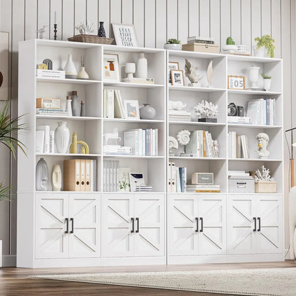 FurnitureZ l  White Bookshelf for Living Room, Dining Room, Home Office