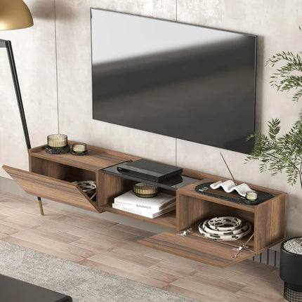 FurnitureZ l  Mid-Century Modern Walnut TV Console for Living Room, Bedroom
