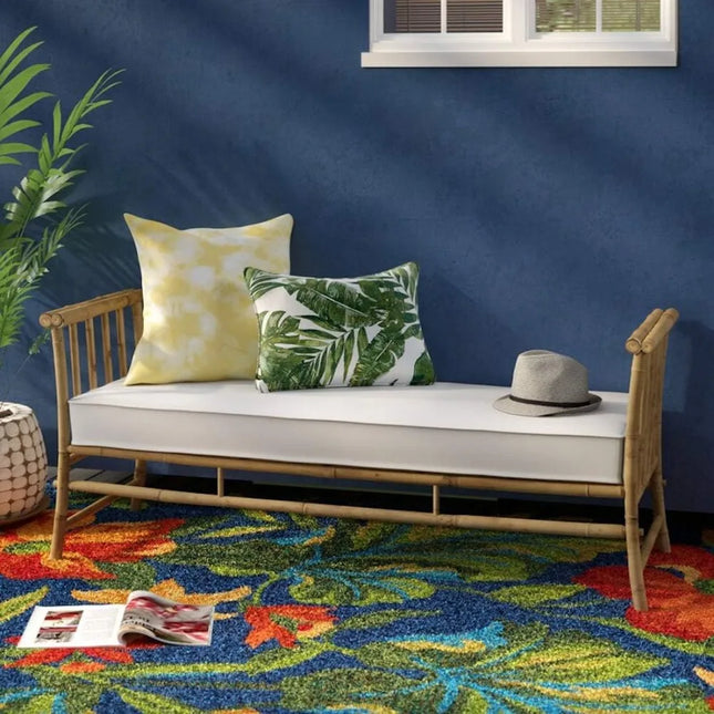 FurnitureZ l  Handcrafted Bamboo Bench with Armrests for Entryway