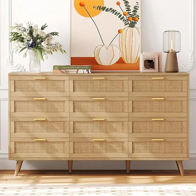 FurnitureZ l  12 Drawer Double Dresser for Bedroom, Dressing Room