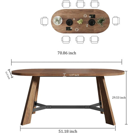FurnitureZ l  70.86" Oval Dining Table for 6-8 People for Dining Room