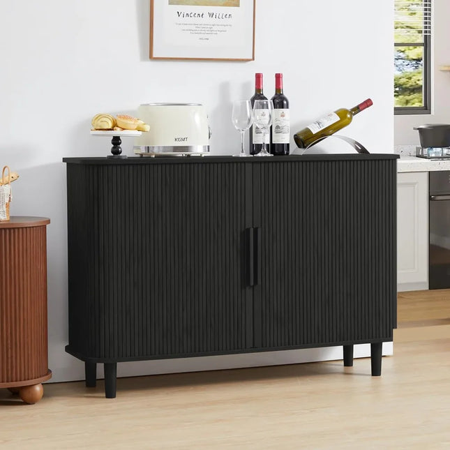 FurnitureZ l  Modern Kitchen Buffet with Fluted Design for Living Room, Dining Room