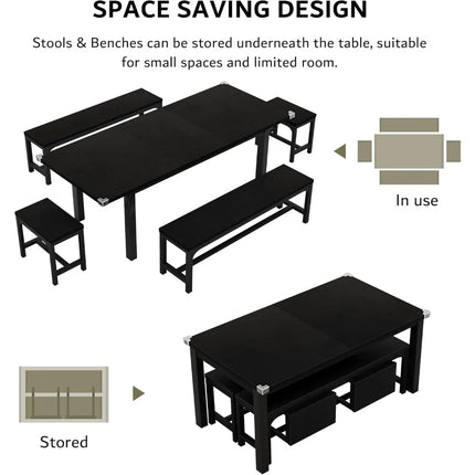 FurnitureZ l 5-Piece Dining Table Set for 4-8 for Dining Room