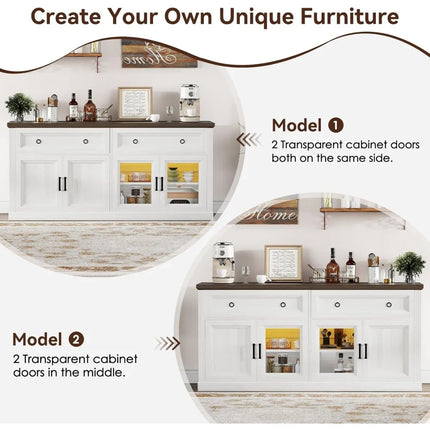 FurnitureZ l  Large 63" Wood Sideboard Buffet for Dining Room, Kitchen