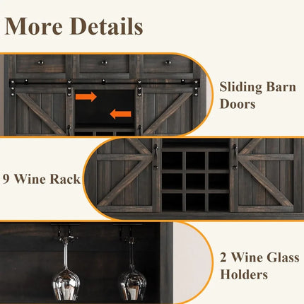 FurnitureZ l 72" Coffee Bar Cabinet for Dining Room