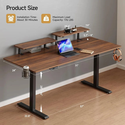 FurnitureZ l  Standing Desk with 2 Adjustable Monitor for Home Office