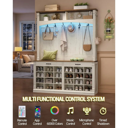 FurnitureZ l  Farmhouse Style Entryway Furniture with Bench, Shoe Storage