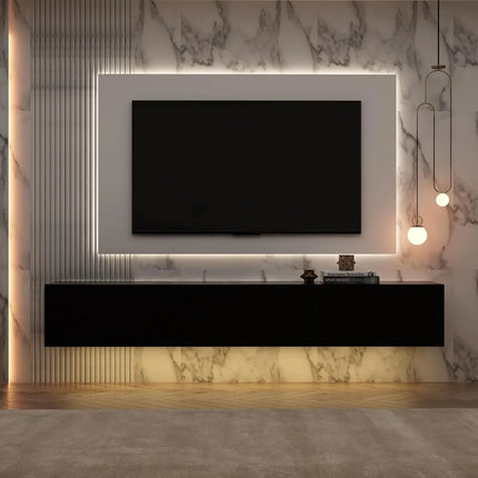 FurnitureZ l  63 Inch Wide Floating TV Stand for Living Room, Bedroom