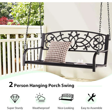 FurnitureZ l  Patio Metal Porch Swing for Outdoor