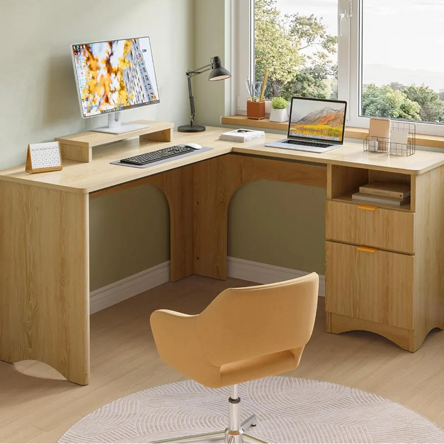FurnitureZ l  55.7 x 55 Office Computer Desk with Round Corners for Home Office