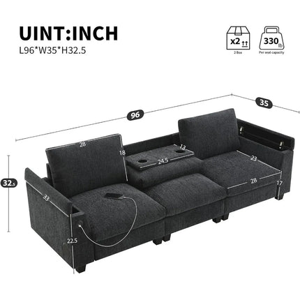 FurnitureZ l  96'' Chenille Sectional Sofa for Living Room