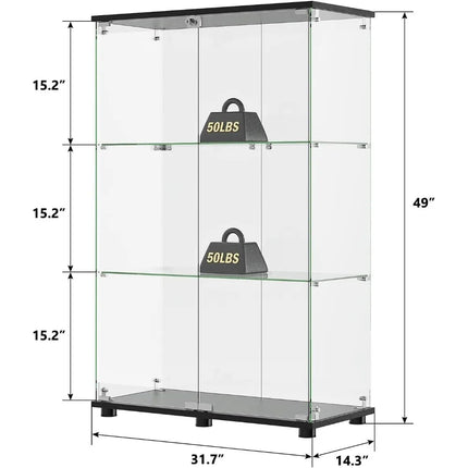 FurnitureZ l  Floor Standing Glass Display Cabinet for Living Room, Dining Room